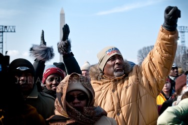 On the National Mall during President Obama's swearing in ceremony. Washington, DC