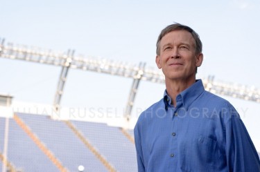 Denver Mayor John Hickenlooper at a press event opening Invesco Field for the 2008 Democratic National Convention.