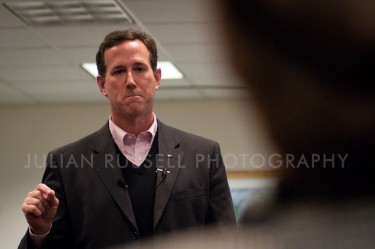 Former Pennsylvania Senator and likely 2012 presidential candidate Rick Santorum speaks to member of the Bedford GOP. Bedford, New Hampshire.
