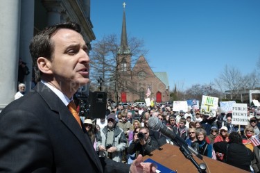 Former Minnesota  Governor  and likely presidential candidate Tim Pawlenty speaks at New Hampshire Tea Party Coalition's "Tax Day' Rally at the State House in Concord, NH.