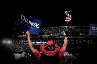 At Invesco Field on the last night of the Democratic National Convention.