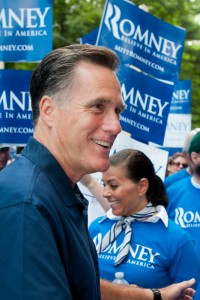 Presidential hopefuls Mitt Romney and Jon Huntsman march in a 4th of July parade in Amherst, NH.