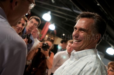 Presidential hopeful Mitt Romney speaks to potential supporters at  a Rotary Club meeting in Portsmouth, NH