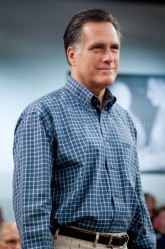 Presidential hopeful, former Massachusetts Governor Mitt Romney speaks to potential supporters at a “Town Hall” style meeting at Saint Anselm College’s Institute of Politics in Manchester, NH
