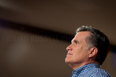 Presidential hopeful Mitt Romney holds a campaign rally at the VFW hall in Merrimack, NH  - JULIAN RUSSELL  |  METROPOL