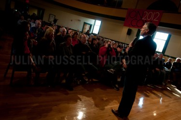 Presidential hopeful Jon Huntsman speaks to potential supporters at a Town Hall style meeting in Derry, NH. JULIAN RUSSELL | METROPOL