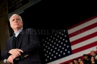 Former Republican presidential nominee Senator John McCain endorses presidential hopeful Mitt Romney at a Town Hall style meeting in Manchester, NH.   JULIAN RUSSELL | METROPOL