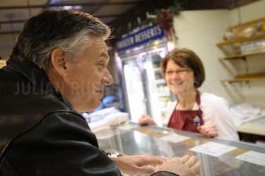 Presidential hopeful Jon Huntsman stops by Harvey’s Bakery in Dover, NH.  JULIAN RUSSELL  |  METROPOL
