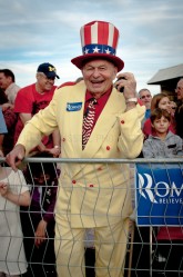A man in a hat at a Mitt Romney Rally in Ormond Beach, Florida  |  JULIAN RUSSELL