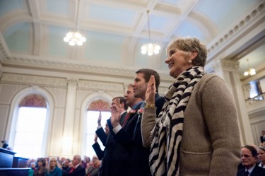 The Executive Council is sworn in by New Hampshire Governor Maggie Hassan at the Concord statehouse on January 3rd.
